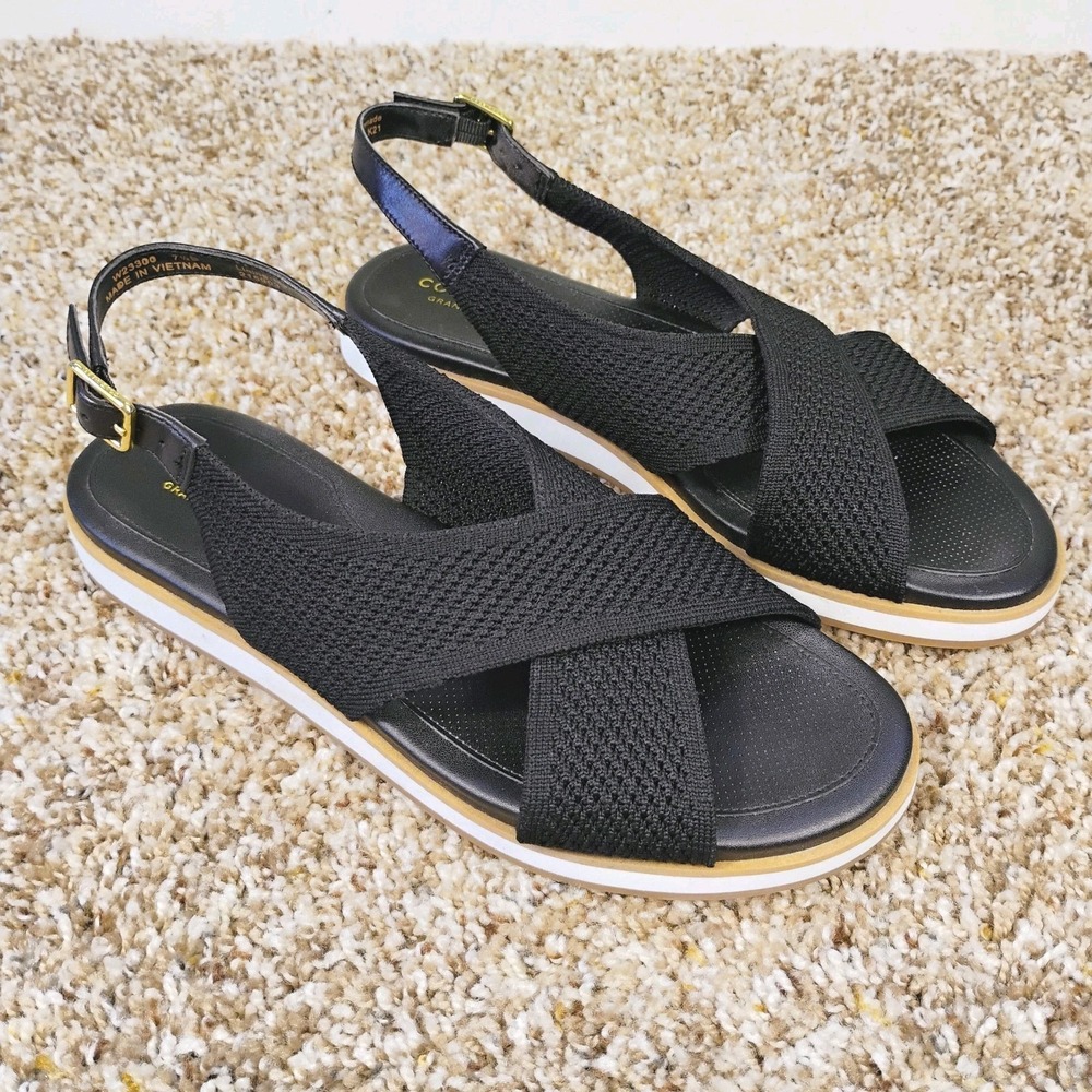 Cole Haan Black Crisscross Slingback Sandals